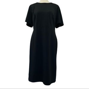 Ann Taylor Black Shift Dress Pleated Sleeves 4